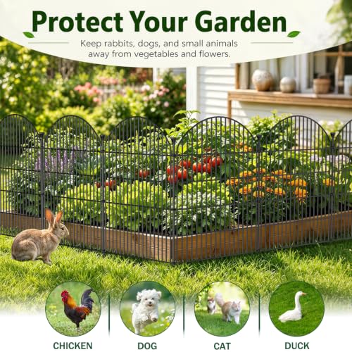 No Dig Garden Fence Panels, Dog Fence Outdoor for Yard, 12 Pack with Gate - size: 40in(H) x 29ft(L)