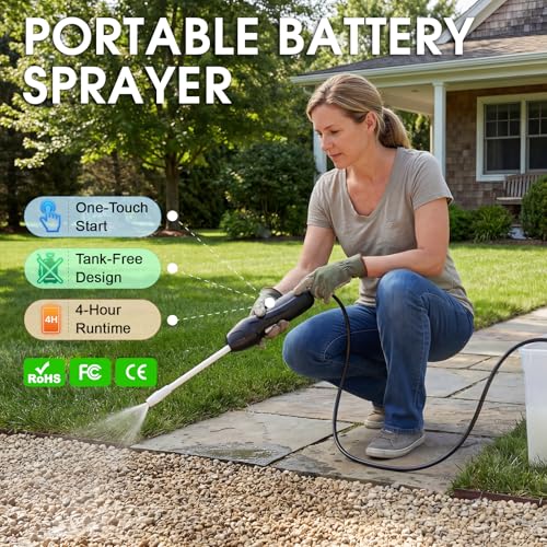 Teexpert Battery Powered Sprayer, Electric Garden Sprayer for Rock Glue, Rock Glue with Adjustable Nozzle, Ready to Use