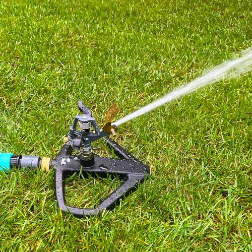Lawn Impact Pulsating Sprinkler 300006, Medium Duty Decorative Metal Base Adjustable to 360 Degrees by New England Garden Tools