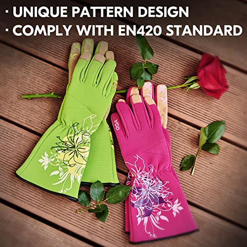 Vgo... 1-Pair Ladies' Synthetic Leather Gardening Gloves, Long Sleeves Gauntlet, Breathable & Grip Work Gloves, High Dexterity, Washable (Size S, Red, SL7445) - color: 1 Pair - Red, size: Women's Small
