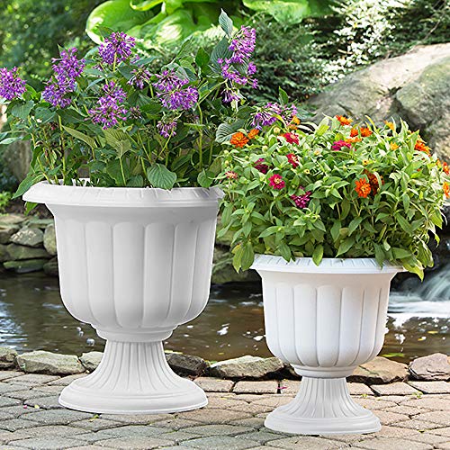 Classic Urn Planter, Stone, 14-Inch - color: Stone, size: 14 Inch