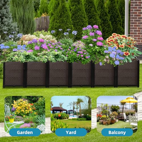 Large Raised Planter Box Outdoor Self Watering 94.4"x15.7"x19.7", Deep Raised Garden Bed - Elevated Garden Box with Drainage Plug, Rectangular Garden Planter Perfect for Patio Balcony Deck - size: L 94"xW 16"xH 20"