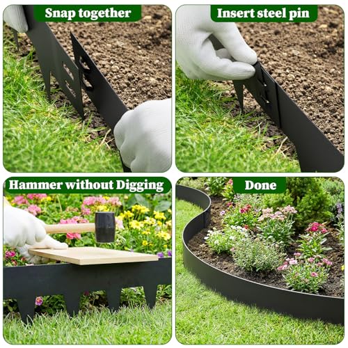 20ft Galvanized Steel Landscape Edging, 6-Pack 8"x40" Hammer-in No Dig - size: 6 Pack( 40" L x 8" H )