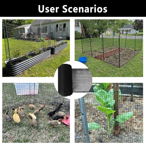 POYEE Deer Fence Netting 5x65ft Plastic Mesh Netting for Garden Protection - color: Black, size: 5x65ft