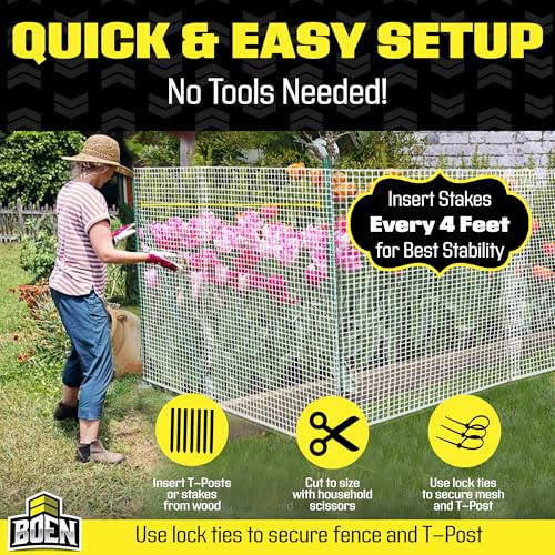 Plastic Garden Fence 4'x50' White, Mesh Roll for Dog Deer Rabbit Barrier - color: White, size: 4' x 50'