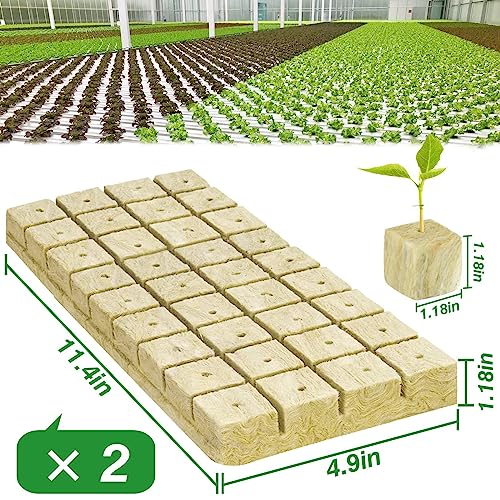 Halatool 1.2 in Rockwool Cubes for Hydroponics, 72 Plugs Seed Starter Cubes - color: 2 Sheets, size: 1.2" Cubes