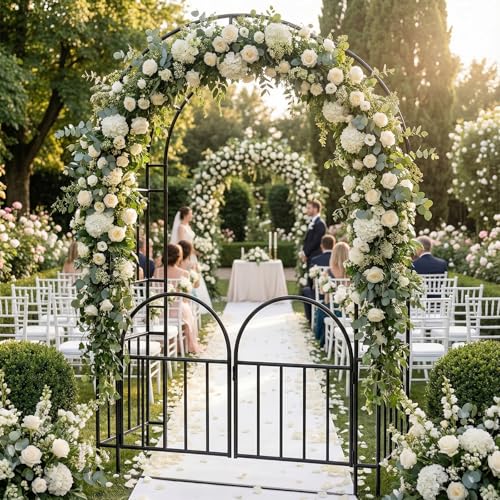 7FT Garden Arch Arbor Heavy Duty Metal Arbour Archway Garden Arch Trellis for Climbing Plants Outdoor