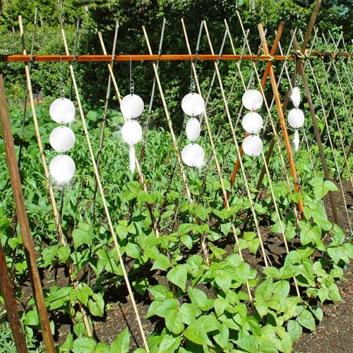 10 Pack Hanging Reflective Bird Scare Discs Set, Large 30-Discs Double-Sided Mirror Bird Deterrent Spinner Reflectors for Outdoor Garden, Patio, Orchard, Balcony, Tree, and Crop Protection Decorations