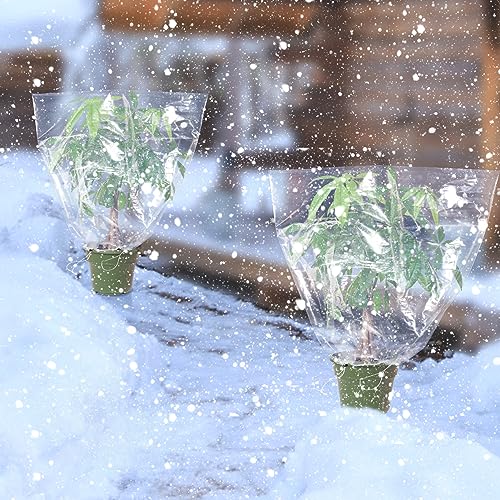6Pcs 39"x39" Winter Plant Cover Freeze Protection, Plastic Plant Frost Bags - size: 39"H, 39" Opening