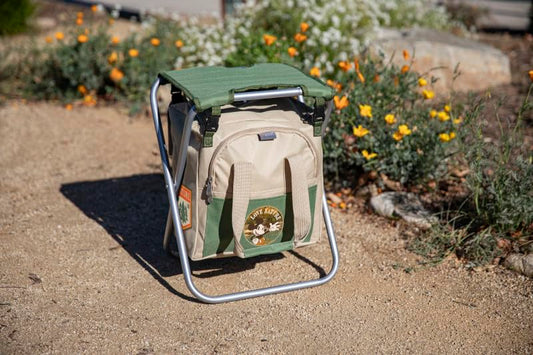 PICNIC TIME Disney Mickey Mouse Gardener Folding Seat with Tools, Folding Garden Stool with Detachable Tote and Hand Tool Set Organizer, Portable Gardening Chair, (Olive Green with Beige Accents) - color: Disney Mickey Mouse - Olive Green With Beige Accen