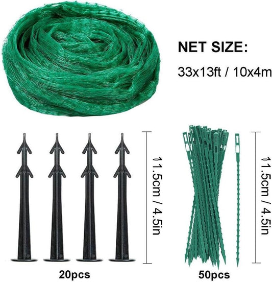 Bird Netting - 16ft Garden Mesh Netting, Heavy Duty Reusable Polyethylene Netting Material for Garden Protection, Garden Fence Netting for Birds Deer Squirrels Chicken & Rabbit - color: Green, size: 13×33Ft