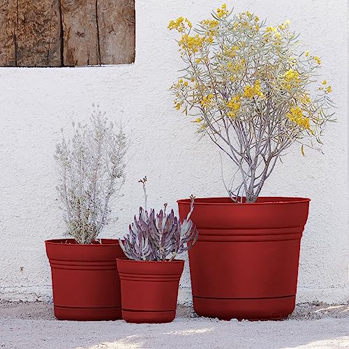 Bloem SP0713 Saturn Planter w/Saucer 7" Burnt Red, 7" - color: Burnt Red, size: 7"