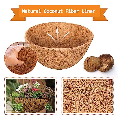 Riare 6 Pack 10 Inch Coco Liners for Planters, Round Hanging Baskets Liners - size: 10inch
