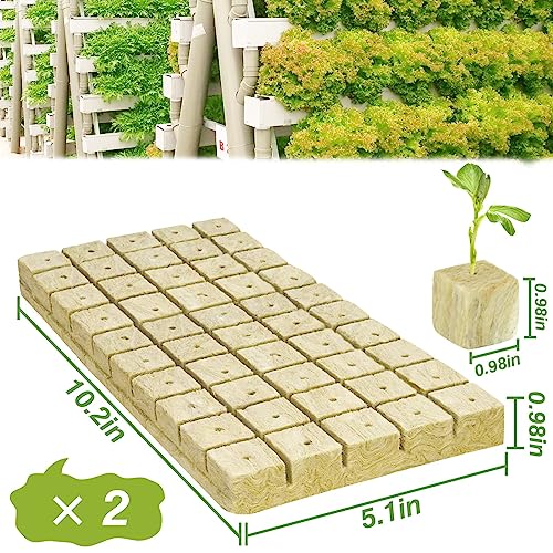 Halatool 1 Inch Rockwool Cubes for Hydroponics, 100 Plugs Seed Starter Cube - color: 2 Sheets, size: 1" Cubes