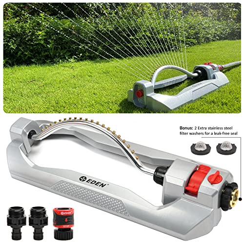 Eden 96215 Metal 2-Way Oscillating Sprinkler for Lawn and Garden w/Quick Connect Starter Set - style: With Flow Control