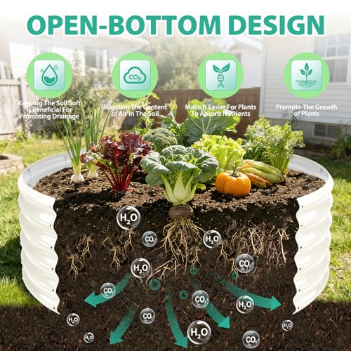 YSEJOMP 17" Tall 48" Diameter Round Raised Garden Bed Kits Outdoor White - color: Cream White, size: 48 Dia X 16.5 inches