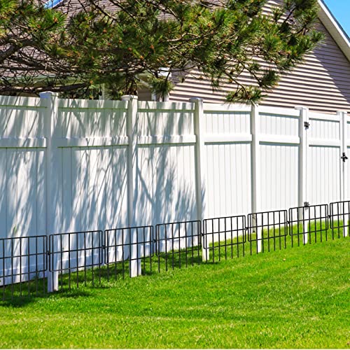Getlay 10 Pack Animal Barrier Fences, 1.5" Gap No Digging Garden Fence Panels, Metals Black Deterrent Fence for Dogs Rabbits, Decorative Fence for Outdoor Landscape Patio Total 10 ft(L)×16 in(H) - size: 10 ft (L) × 16 in (H), 10 Pack