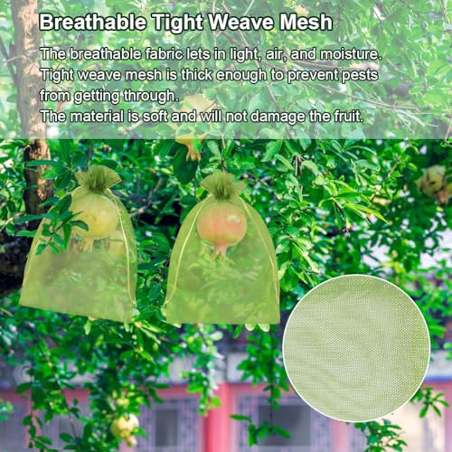 Shintop 100Pcs Fruit Protection Bags, 8x12 Inch Green Grape Netting Cover - size: 8x12 inch