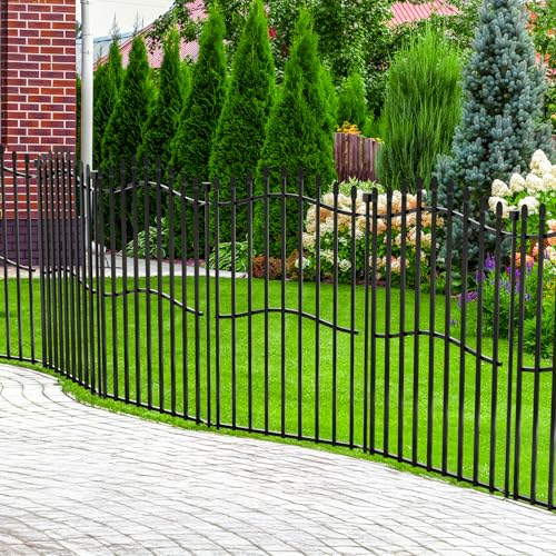 No Dig Garden Fence 40" H x 22.5'L Decorative Yard Dog Outdoor Panels - size: 40 in(H) X 22.5 ft(L)