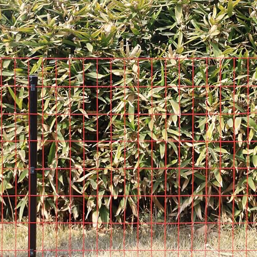 Red PVC Coated Welded Wire Fence 48" x 50' Roll, 2"x4" Mesh, 14 Gauge - color: Red, size: 2''x4'' 14GA 48''x50'