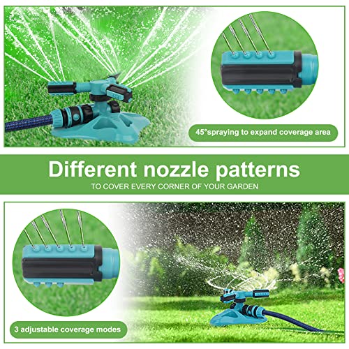 Lawn Sprinklerfor Yard,Upgrade Garden Sprinkler Automatic 360 Degree Rotating Irrigation Grass Water Sprinkler System, Built in 36 Units Angle Spray Nozzles-1Pack(Blue) - color: Blue