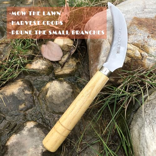 Grass Sickle Hoe Gardening Handheld Tool Weeding Tools for Garden (Brown) - color: Brown