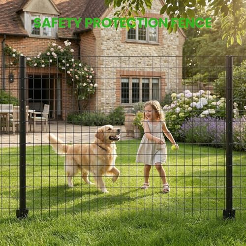 DoCred Welded Wire Fence 35.4inx 50ft, PVC Anti-Rust Coated Metal Wire Mesh - color: Black, size: 35.4Inch x 50FT