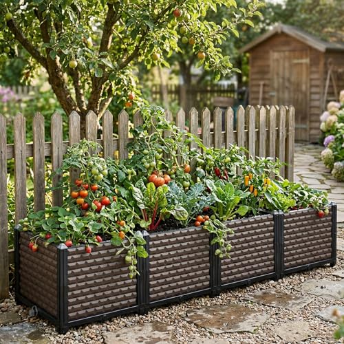 Large Planters for Outdoor Plants 14" Tall Planter Box, 62.9"L x 15.7"W - size: 62.9"(l) X 15.7"(w) X 14.2"(h)