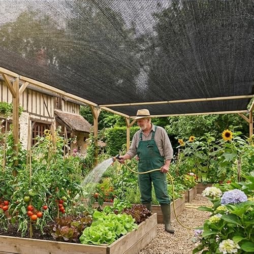Garden Shade Cloth Suitable for Plants Outdoor Vegetables with Buckle Holes Greenhouse Chicken Coop Dog Kennel Courtyard Shade net Tarp Netting Waterproof Fabric 50%, 20FT*30FT - color: Style:50%, size: 20FT*30FT