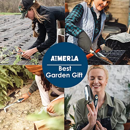 Aimerla Gardening Tools Set of 9 Heavy Duty Garden Tools with Non-Slip Rubber Grip with Large Garden Bag, Durable for Garden, Weeding, Gifts for Women,Men - style: Blue