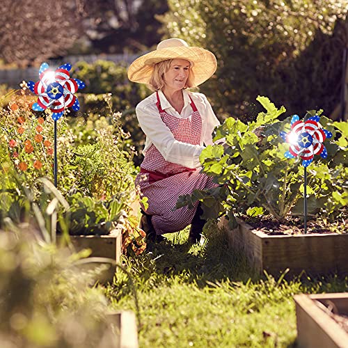 BATTIFE Preassembled Reflective Pinwheels for Yard, American Flag, 10 Pack - color: American Flags, size: 10 Pack