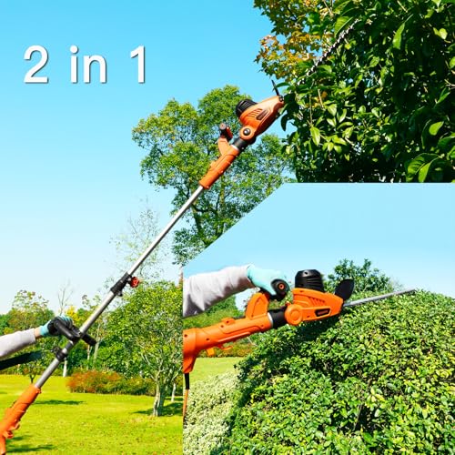 GARCARE 2 in 1 Hedge Trimmer Corded Pole Hedge Trimmer 450mm Blade Length - size: 2-in-1 Hedge Trimmer