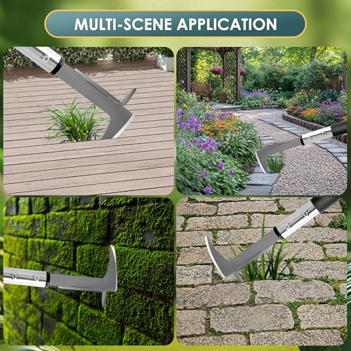 BARAYSTUS Crack Weeder, Stainless Steel Manual Crevice Weeding Tool,13" Weed Grabber Remover, L-Shaped Manual Weeder Puller, Durable Crevice Weeding Tool for Sidewalk Garden Patio Lawn - size: 13 inch