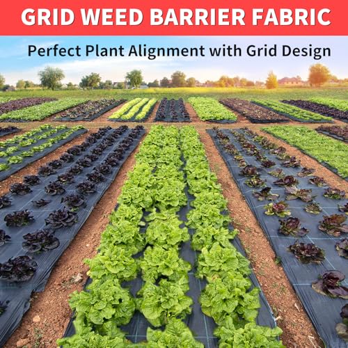 4ft x 100ft Landscape Fabric -Heavy Duty Weed Barrier Fabric for Landscaping, Weed Blocker Cloth,Geotextile Fabric for Garden, Driveway & Ground Cover, Garden Weed Mats,Grid Design - size: 4ft x 100ft