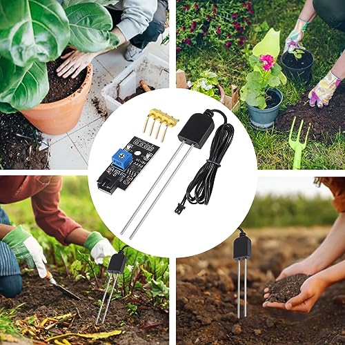 5 Sets Soil Moisture Sensor, Resistive Soil Moisture Meter, Soil Hygrometer Sensor Test Kit with Corrosion Resistant Probe Digital Analog Signal Output for Garden Automatic Watering System