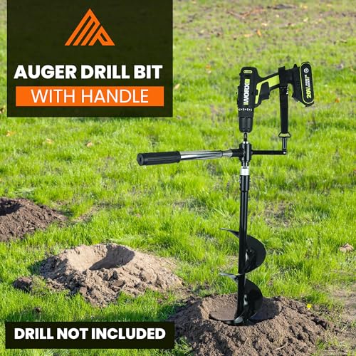 Earth Auger - 6" Wide x 32" Deep - Electric Post Hole Digger - Handles - Hole Digger for Fence Posts - style: 6" X 32"