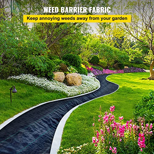 Happybuy Weed Barrier Landscape Fabric, 6 x 250 ft, 4.1 Oz Premium Woven Ground Cover, Heavy Duty PP Material & Easy Setup, Weed Control for Outdoor Garden, Lawn, Driveway, Black - size: 6FTx250FT-4.1OZ