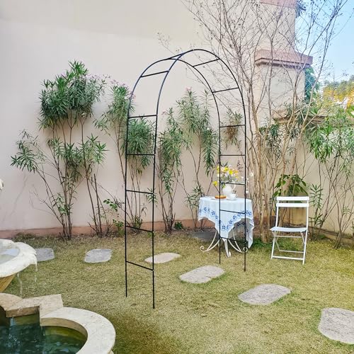 Green Iron Pergola Arbor Practical, 7.9 Feet High x 4.6 Feet Wide, Assemble Easily for Various Climbing Plant Wedding Garden Arch Bridal Party Decoration Wide Arbor - color: Green