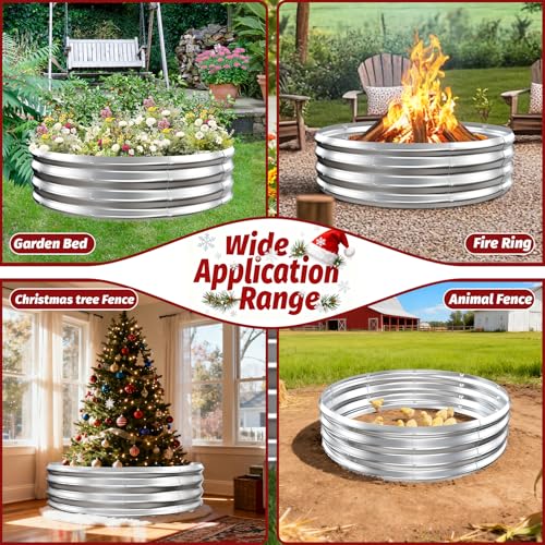 TBMLC 1FT Tall Heavy-Duty 4 FT Diameter Round Steel Rised Garden Bed Silver - color: Silver, size: 48" Diameter X 12" Tall