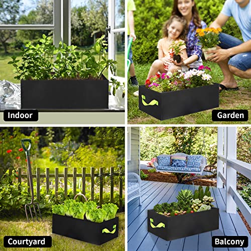 ANGELIOX 2Pcs Grow Bags, 3-Grids Rectangle Grow Bag,14 Gallon Thickened 400G Fabric Garden Bed, Nonwoven Square Flower Planter Containers for Flowers,Vegetable,Fruit, Growing Pots with Handles - size: 90*30*20-2Pack