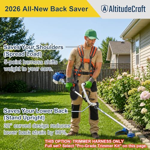 Adjustable Weed Eater Strap, Padded 5-Point Trimmer Harness - size: Trimmer Harness