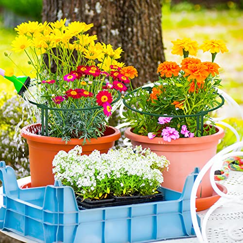 Unves 10 Pack Plant Support Stakes, 10" W x 16" H Half Round Peony Cages and Supports, Metal Peony Cage Plant Ring for Outdoor Plants Tomato Flower Vine, with Garden Labels, Clips and Ties - size: 10" W x 16" H