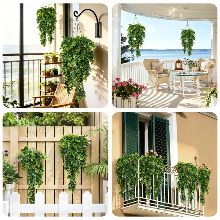 RECUTMS 4 Pcs Artificial Hanging Eucalyptus Greenery Plants 29.9 Inches - color: Green