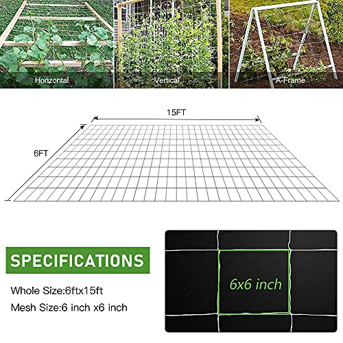 Trellis Netting, CANAGROW Heavy-Duty Garden Plant Trellis Netting for Climbing Plants, Outdoor Indoor Grow Net for Beans Tomatoes Peas Pumpkin Flowers, 6x15ft, 1 Pack - size: 6'x15'