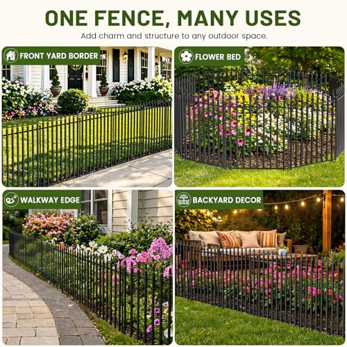 No Dig Decorative Garden Fence, 40in(H)×22ft(L), 10 Panels - size: 40 in(H) X 22 ft(L)