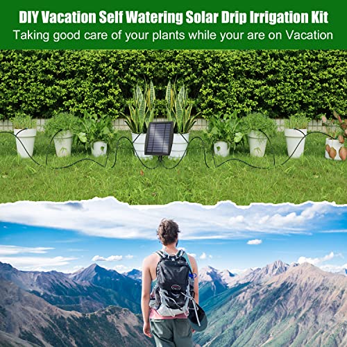 Solar Automatic Drip Irrigation Kit System, JIYANG Solar Powered Auto Easy DIY Watering Device Supported Pots Plants, 12 Timing Modes with Anti-Siphoning Device (Supported 20-30 Pots, 12Timing Modes) - size: 20 Pot-Drip Irrigation