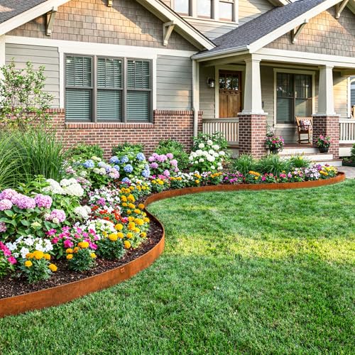 33ft. Metal Landscape Edging 5 inch (2.5" Above Ground, 2.5" Below Ground) - color: Powder-Coated Rust, size: 10 Pack (40 x 5IN)