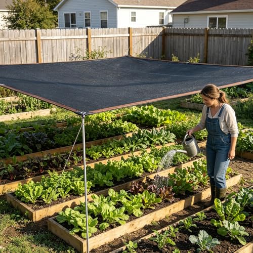 Garden Shade Cloth Suitable for Plants Outdoor Vegetables with Buckle Holes Greenhouse Chicken Coop Dog Kennel Courtyard Shade net Tarp Netting Waterproof Fabric 90%, 20FT*30FT - color: Style:90%, size: 20FT*30FT