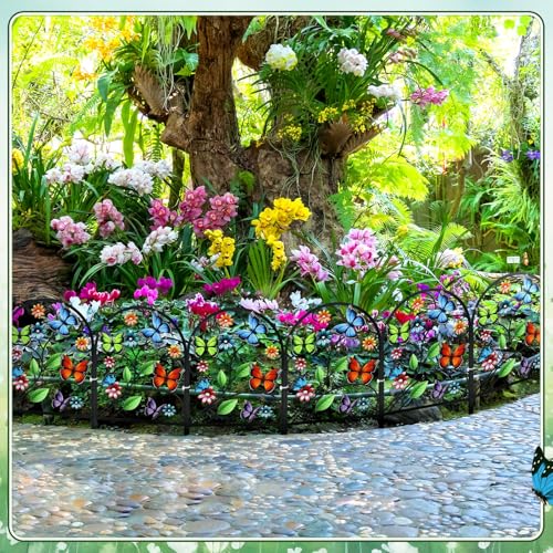 Yaocom 6 Pack Butterfly Garden Fence 16.5" H x 11.8" W Metal Border - style: Butterfly