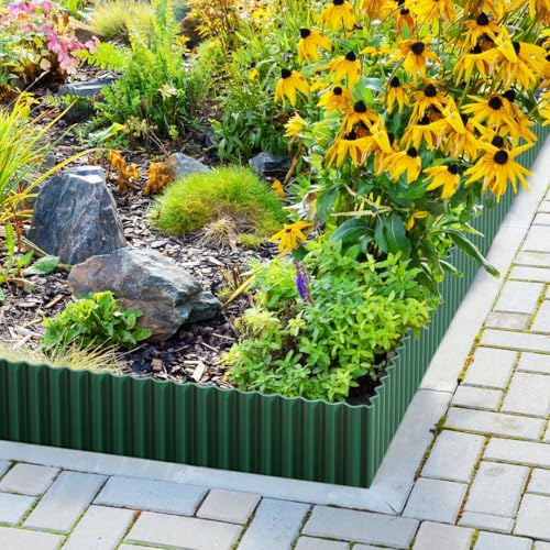 LAVEVE Corrugated Metal Garden Edging 6" x 40Ft, Landscape Edging Border - color: Green